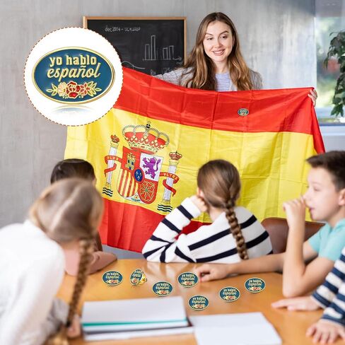 Suncalla 24 حزمة Yo Hablo Español دبابيس المينا السائبة، أنا أتكلم شارات التعريف الإسبانية لمعلمي الموظفين ثنائي اللغة والممرضات والمكاتب الطبية والفصول الدراسية شهر التراث الإسباني هدايا العيد in Kuwait