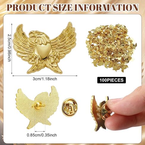 100 Pcs Eagle Chenille Pins Flying Gold Color Eagle Lapel Pin Decorations for Coats Suit Jackets and Lanyards Men Women in Saudi Arabia