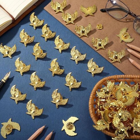 100 Pcs Eagle Chenille Pins Flying Gold Color Eagle Lapel Pin Decorations for Coats Suit Jackets and Lanyards Men Women in Saudi Arabia