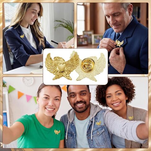 100 Pcs Eagle Chenille Pins Flying Gold Color Eagle Lapel Pin Decorations for Coats Suit Jackets and Lanyards Men Women in Saudi Arabia