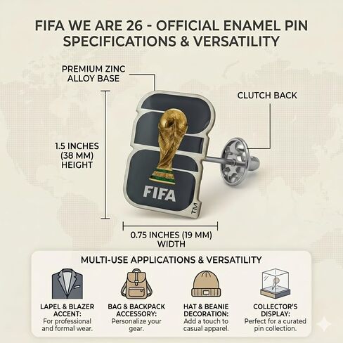 Official 2026 FIFA World Cup Edition - 35mm 2D Emblem Pin - Timeless Collector’s Item - Premium Aluminum Alloy - Built to Last;Perfect for any Clothing, Hats, Bags, and Displays in Saudi Arabia