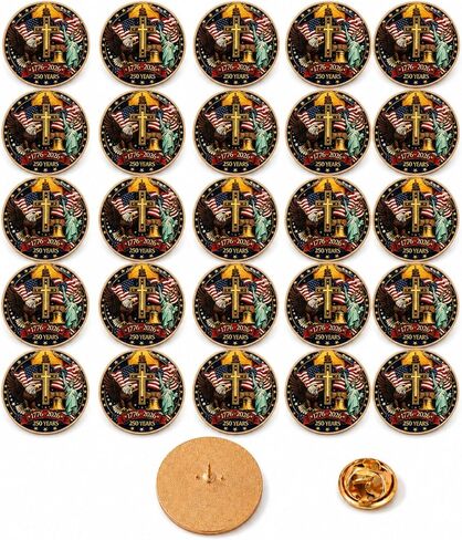 2/10/20PCS USA 250th Anniversary Enamel Pin 1776-2026 Patriotic Retro Lapel Brooch Pin,250 Years of America Commemorative Metal Badge, Independence Day Souvenir Gift for Veterans Collectors Men Women in Saudi Arabia