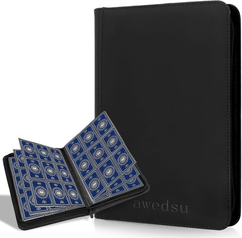 Collectible Trading Card Cases for Commander Display, Card Storage Box Fits100+Double Sleeved Cards with 2 Dividers &Transparent Card (Black & Blue) in Kuwait