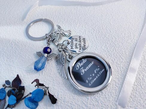 Bride Wedding Bouquet Photo Charms Something Blue Bridal Charm Missing You As I Walk Down The Aisle Wedding Memorial Bride Shower Gift Bouquet Memorial (Silver Missing youas) in Saudi Arabia