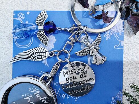 Bride Wedding Bouquet Photo Charms Something Blue Bridal Charm Missing You As I Walk Down The Aisle Wedding Memorial Bride Shower Gift Bouquet Memorial (Silver Missing youas) in Saudi Arabia