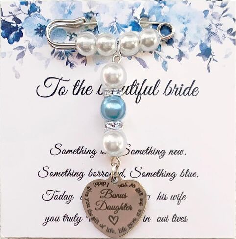 Something Blue Charm for Bonus Daughter, Bridal Bouquet Charm for Bride to Be, Wedding Day Bridal Gifts for Daughter in Law in Saudi Arabia