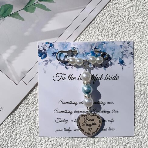 Something Blue Charm for Bonus Daughter, Bridal Bouquet Charm for Bride to Be, Wedding Day Bridal Gifts for Daughter in Law in Saudi Arabia