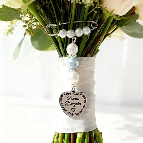 Something Blue Charm for Bonus Daughter, Bridal Bouquet Charm for Bride to Be, Wedding Day Bridal Gifts for Daughter in Law in Saudi Arabia