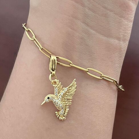 AMOBESTER Gold Plate Hummingbird Clip on Charm Animal Bird Zipper Pull Charm With Lobster Clasp for Necklace Bracelet in Kuwait