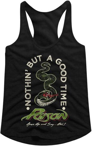 تي شيرت علوي للسيدات من فرقة الروك الأمريكية Poison 1980s Nothin But A Good Time Black in Kuwait