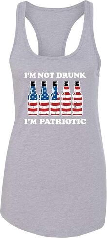 CreateMyTee | Not Drunk, Patriotic Bottles Tank Top | 4th of July Funny Beer Drinking America Ladies Racerback in Kuwait