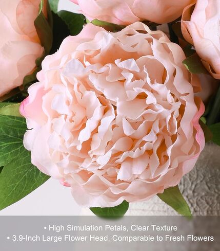 florisso Light Pink Peony Artificial Flowers - 11 Branches Silk Peonies for Vase Arrangements, Wedding Decor & Living Room Accents (Faux Flowers) in Saudi Arabia