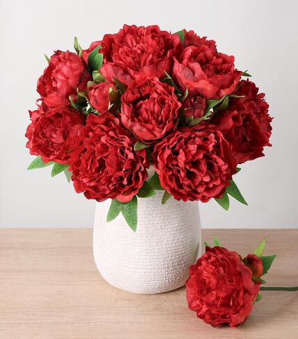 florisso Light Pink Peony Artificial Flowers - 11 Branches Silk Peonies for Vase Arrangements, Wedding Decor & Living Room Accents (Faux Flowers) in Saudi Arabia