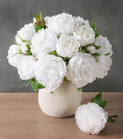 florisso Light Pink Peony Artificial Flowers - 11 Branches Silk Peonies for Vase Arrangements, Wedding Decor & Living Room Accents (Faux Flowers) in Saudi Arabia