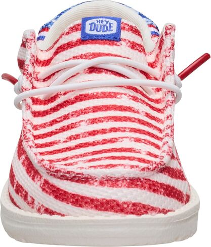 HEYDUDE Boy's Youth Wally Americana Mesh Slip On Shoe, American Flag Size 1 | Lightweight Easy On Breathable Kids Sneaker in Kuwait