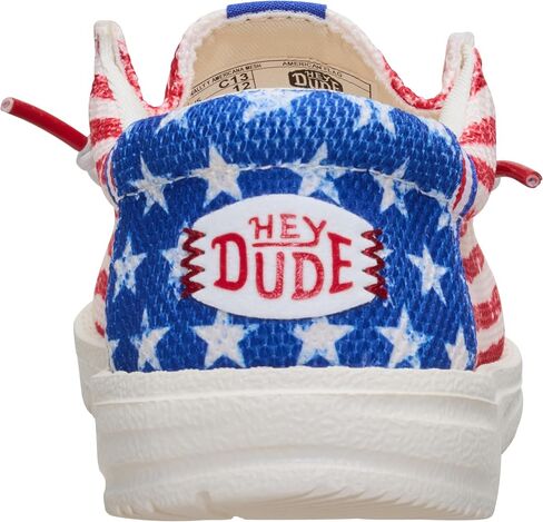 HEYDUDE Boy's Youth Wally Americana Mesh Slip On Shoe, American Flag Size 1 | Lightweight Easy On Breathable Kids Sneaker in Kuwait