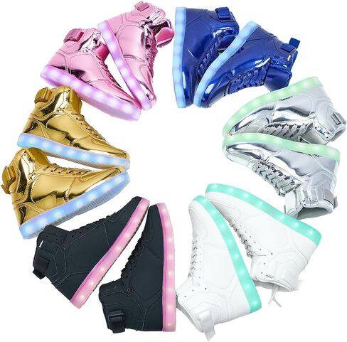 Kids LED Light Up Shoes, Fashion High Top LED Sneakers USB Rechargeable Glowing Luminous Shoes for Boys Girls Toddler Child in Kuwait