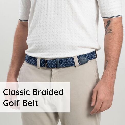 Golf Belts for Men - Classic Braided Belt for Jeans, Pants and Slacks, Gifts for Him (Indigo) in Saudi Arabia