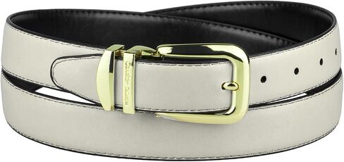 Reversible Belt Solid Colors & Black Bonded Leather Gold-Tone Buckle XL in Kuwait