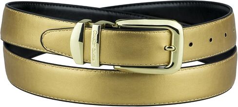 Reversible Belt Solid Colors & Black Bonded Leather Gold-Tone Buckle XL in Kuwait