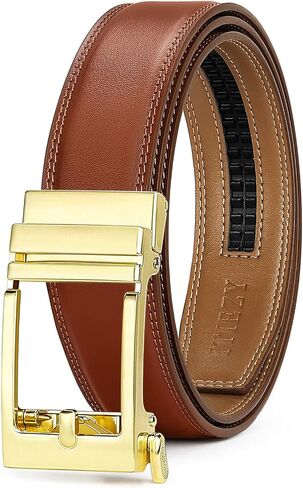 ITIEZY Click Ratchet Belts for Men, Adjustable Leather Dress Belt for Business Casual Jeans - Trim to Fit (35mm) in Saudi Arabia