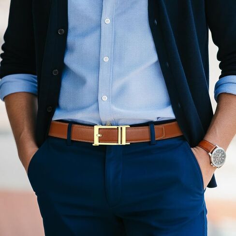 ITIEZY Click Ratchet Belts for Men, Adjustable Leather Dress Belt for Business Casual Jeans - Trim to Fit (35mm) in Saudi Arabia