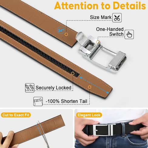 ITIEZY Click Ratchet Belts for Men, Adjustable Leather Dress Belt for Business Casual Jeans - Trim to Fit (35mm) in Saudi Arabia