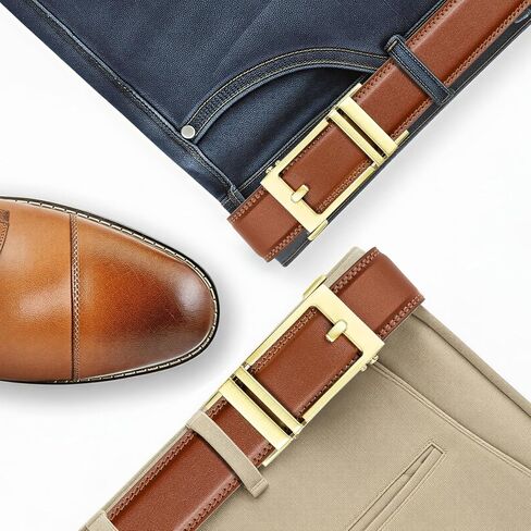 ITIEZY Click Ratchet Belts for Men, Adjustable Leather Dress Belt for Business Casual Jeans - Trim to Fit (35mm) in Saudi Arabia