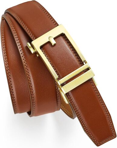 ITIEZY Click Ratchet Belts for Men, Adjustable Leather Dress Belt for Business Casual Jeans - Trim to Fit (35mm) in Saudi Arabia