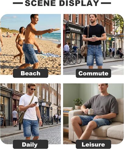 BOCOMAL Non FR - Men's Denim Shorts Carpenter Jeans EX-Soft Relaxed Fit 100% Cotton Utility Pockets Work Pants in Kuwait