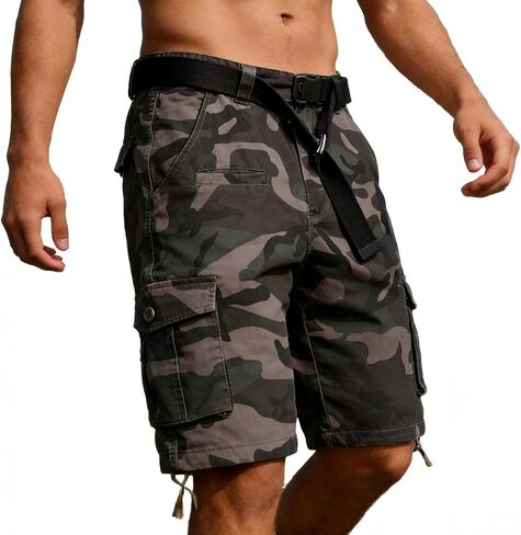 Men's Cotton Camo Cargo Shorts, Casual Outdoor Relaxed No Belt in Saudi Arabia