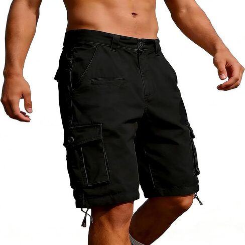 Men's Cotton Camo Cargo Shorts, Casual Outdoor Relaxed No Belt in Saudi Arabia
