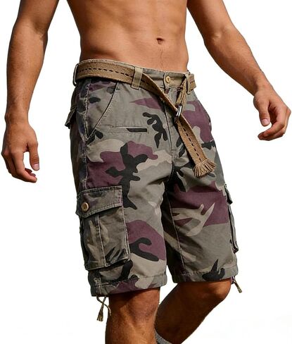 Men's Cotton Camo Cargo Shorts, Casual Outdoor Relaxed No Belt in Saudi Arabia