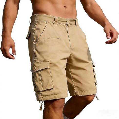 Men's Cotton Camo Cargo Shorts, Casual Outdoor Relaxed No Belt in Saudi Arabia