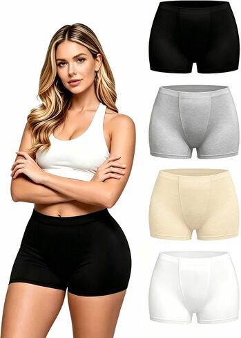 Cotton Boyshorts Underwear for Women, 2-Inch Leg Boyshort Panties, Anti Chafing Soft Stretchy Full Coverage 4 Pack in Saudi Arabia