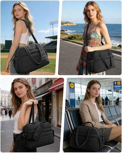 Urbanstand Gym Bag for Women, Lightweight Duffle Bag for Travel with Wet Pocket, TSA Friendly Carry On Duffel Bag for Weekender, Sports, Work, Yoga, Fitness - Black in Kuwait
