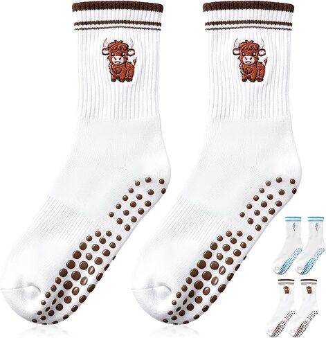 Newcotte Pilates Socks for Women Non Slip Grips Socks Pilates Class Yoga Barre Workout Hospital Gift for Women Friends in Kuwait