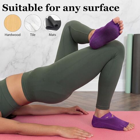 Jeyiour 12 Pairs Pilates Socks with Grip for Women Non Slip Yoga Toeless Socks with Grip Straps for Barre Ballet Yoga Dance Barefoot Workout Plasticity Multicolor in Kuwait