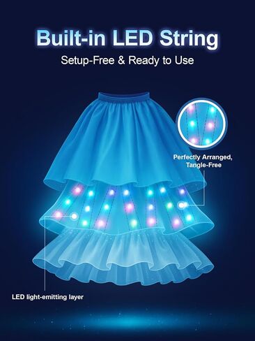 Princess Costume for Girls, Colorful Light Up Toddler Dress with Accessories kit for 3-9 Girls, handle ＆ App Control in Saudi Arabia