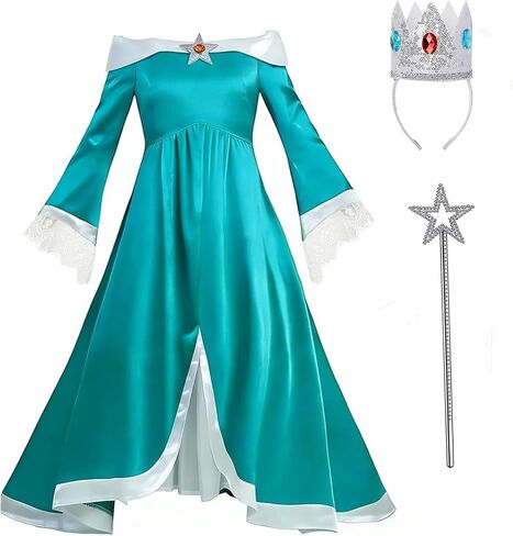 Girls Princess Costume for Kids Cosplay Fancy Dress up with Crown Magic Wand in Saudi Arabia