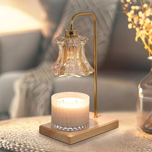 Sheffield Home Glass Candle Warmer Lamp – Elegant Candle Warmer for Long-Lasting Fragrance, Sleek Design, 13x7, Black Ribbed Glass in Saudi Arabia