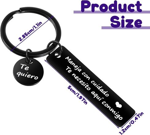 Molain Spanish Drive Safe Keychain for Him, Spanish Message Maneja Con Cuidado Te Necesito Aqui Conmigo & Te Quiero Heart I Love You Gifts for Him Husband Dad Boyfriend Car Accessories in Kuwait