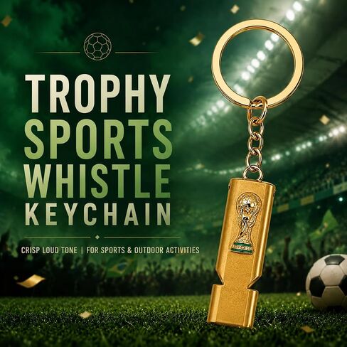 World Cup Trophy Keychain 3 Pack, Soccer Fan Gift Set | Bottle Opener Keyring, Mini Replica World Cup Trophy & Sports Whistle Key Chain in Saudi Arabia