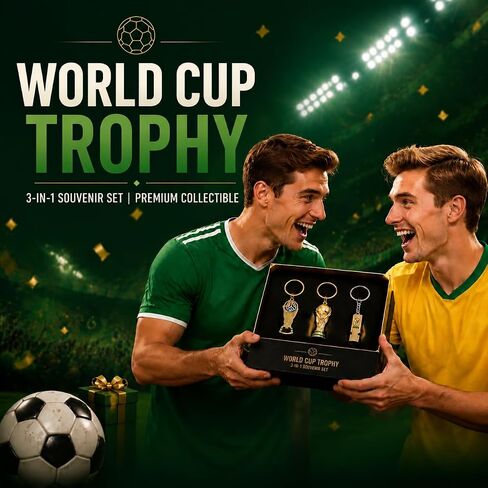World Cup Trophy Keychain 3 Pack, Soccer Fan Gift Set | Bottle Opener Keyring, Mini Replica World Cup Trophy & Sports Whistle Key Chain in Saudi Arabia