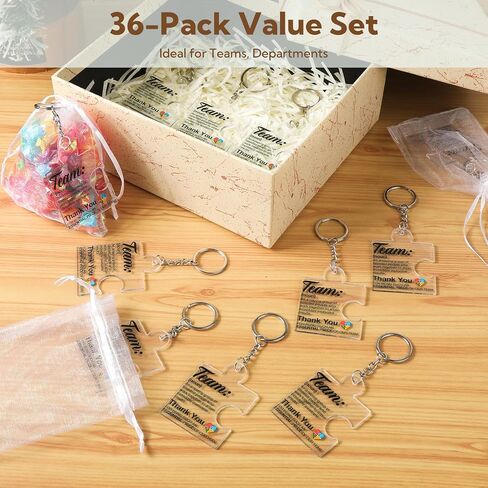 VZZNN Employee Appreciation Gifts – 36 Pack Team Gifts for Employees, Thank You Keychain Set for Staff, Teachers, Volunteers, Teamwork Gift Office Puzzle Piece Acrylic Keychains in Kuwait
