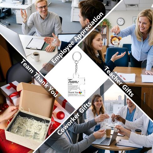 VZZNN Employee Appreciation Gifts – 36 Pack Team Gifts for Employees, Thank You Keychain Set for Staff, Teachers, Volunteers, Teamwork Gift Office Puzzle Piece Acrylic Keychains in Kuwait
