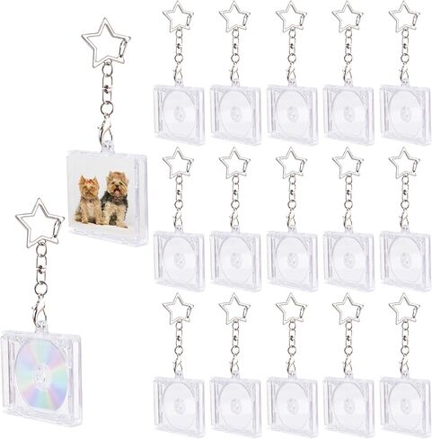 Mini CD Keychains With Disc Album Blank Pendant Holder Key Chain Star Shape Lobster Buckle Key Ring in Saudi Arabia