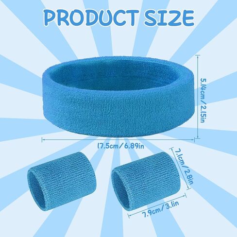 48 Pcs Neon Sweatbands Set 16 Sets Sports Headband and Wristbands Colorful Sports Headband Wristband for Man and Women Bulk Headband Wristband Set Cotton Terry Basketball Tennis（16 Colors） in Saudi Arabia