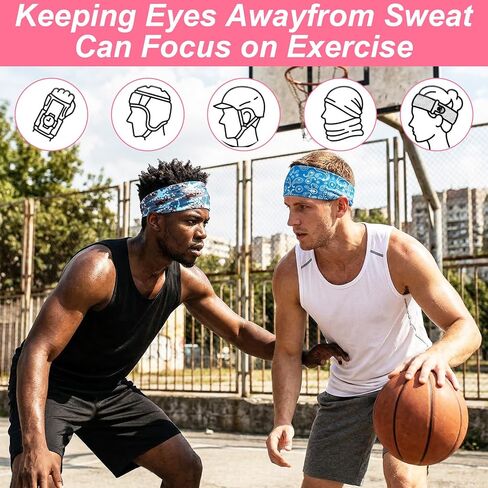 24 Pcs Sports Headbands for Men & Women - Camo, Patterned, Solid Colors - Non Slip Moisture Wicking Headband for Running, Cycling, Yoga, Gym & Outdoor Work in Saudi Arabia