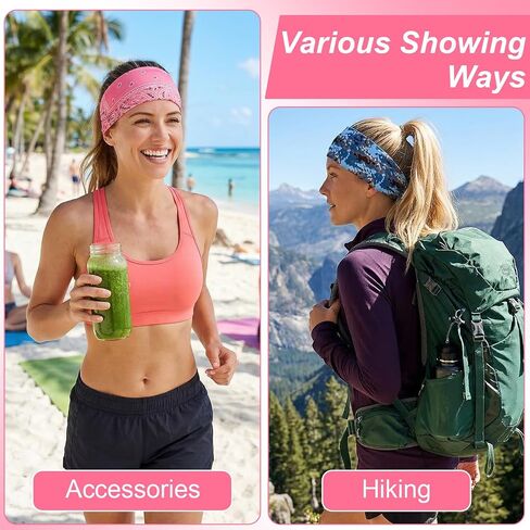 24 Pcs Sports Headbands for Men & Women - Camo, Patterned, Solid Colors - Non Slip Moisture Wicking Headband for Running, Cycling, Yoga, Gym & Outdoor Work in Saudi Arabia